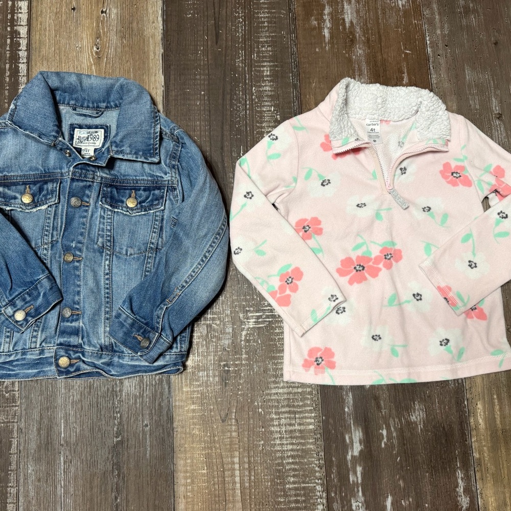 Girls Jean jacket and floral pullover jacket bundle